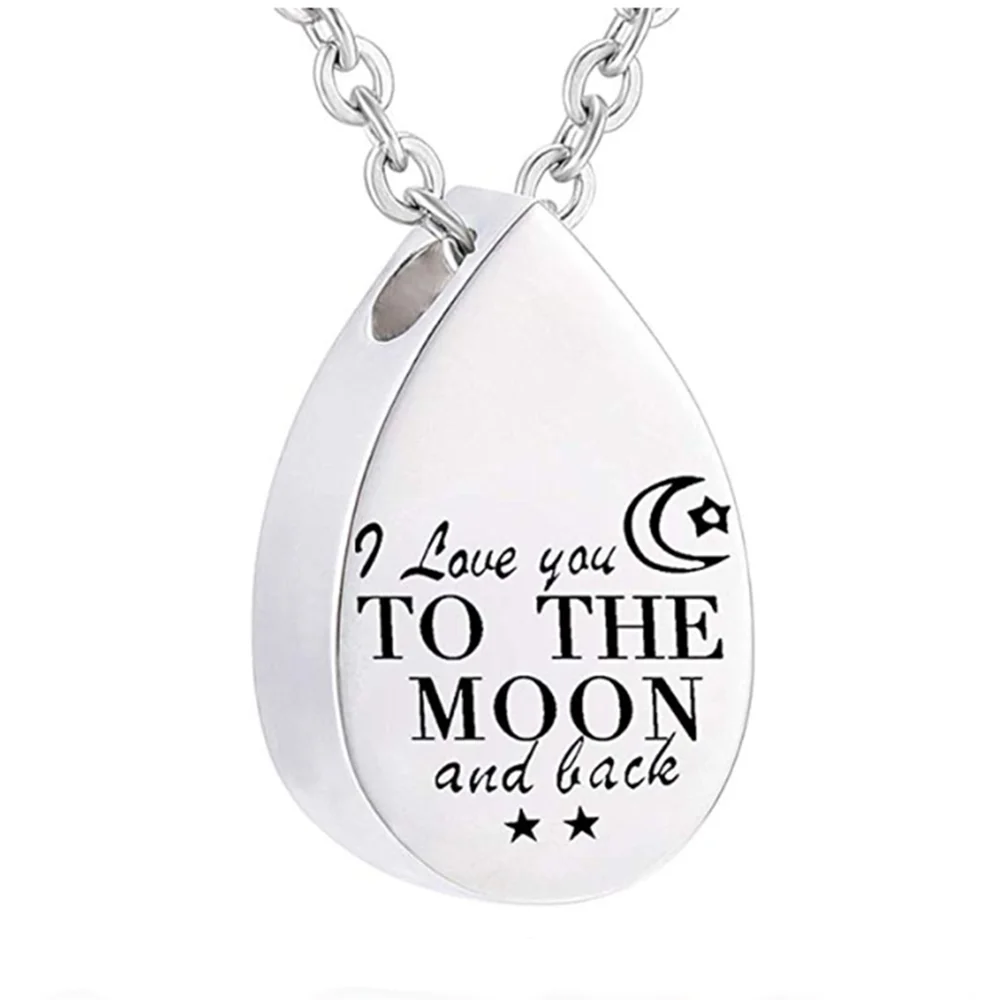 Ожерелья из нержавеющей стали в форме капли я люблю вас к Луне и обратной стороне