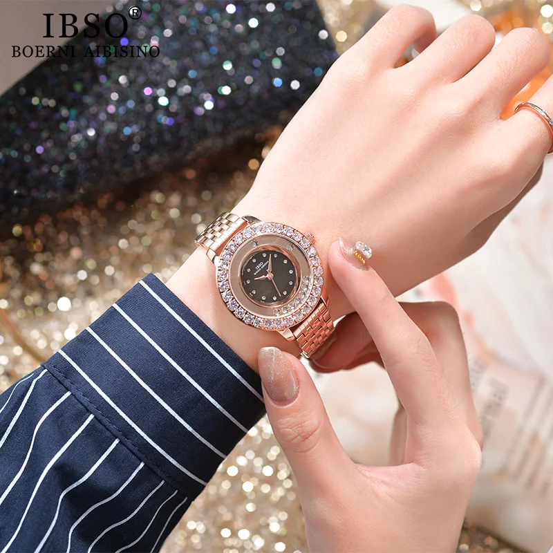 IBSO новый комплект женских часов розовое золото часы серьги ожерелье набор