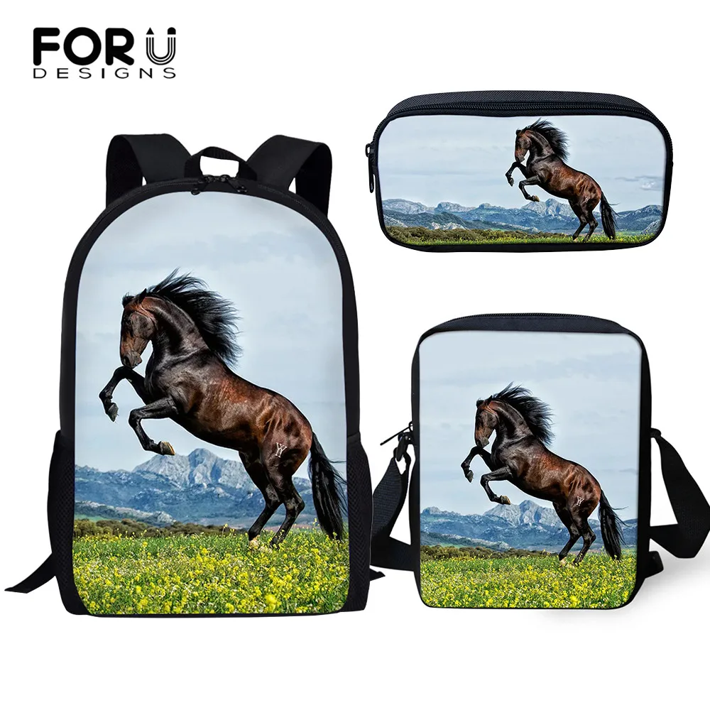 FORUDESIGNS/детский модный рюкзак с цветочным рисунком лошадей животных сумка для