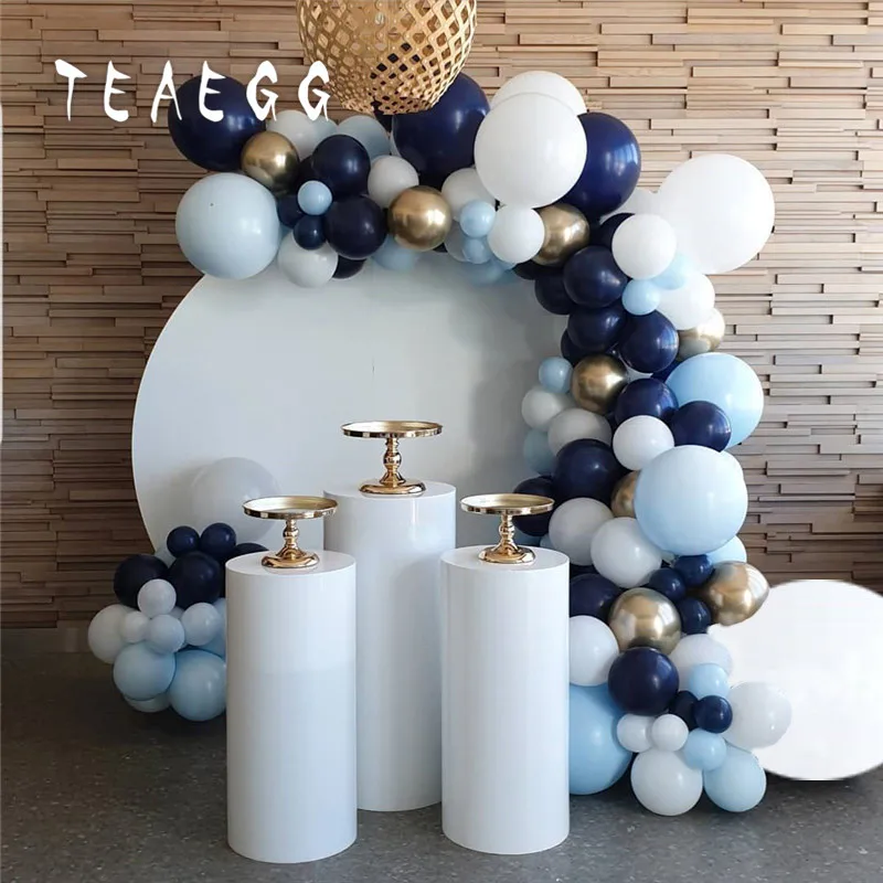 party balloon 124 Pieces Macaron Blue White Balloon Garland Arch Kit For Wedding Birthday Party Decorations Backdrop Metal Gold Latex Globo - Цвет: party balloon