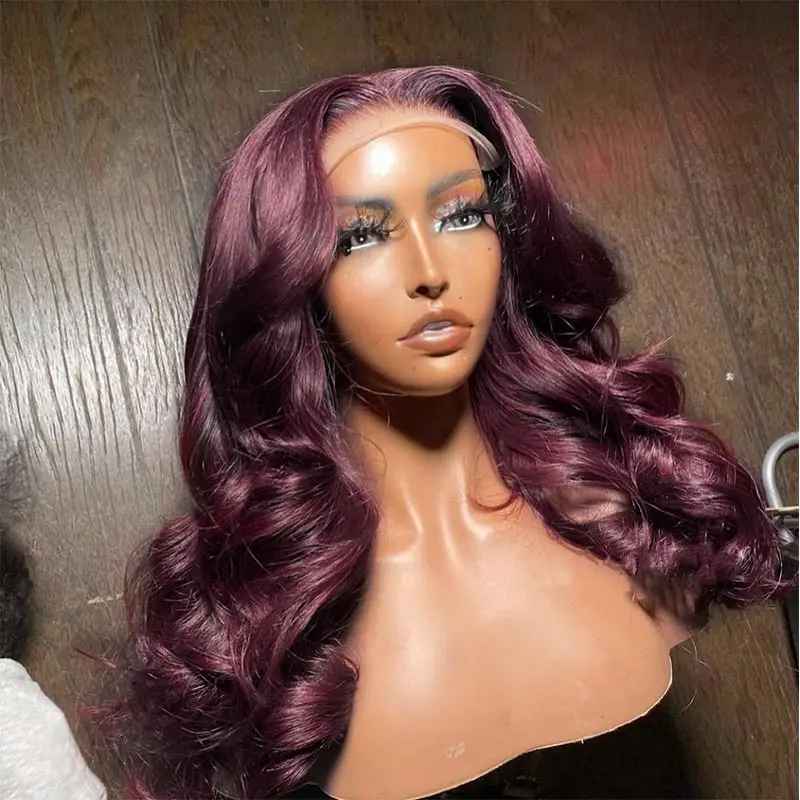 

99J Red Body Wave Wig Burgundy Lace Front Human Hair Wigs Brazilian Pre Plucked Lace Part Wig For Women Remy Hair 180% Remyblue