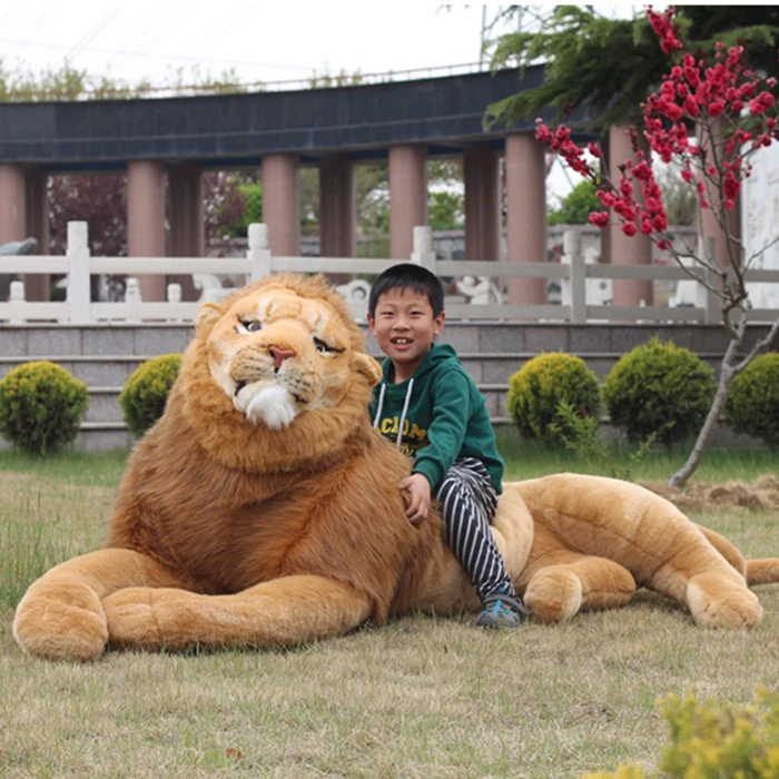 [Funny] Simulation 220cm Large Domineering Animal Amazing Realistic Lion Plush Toy Collection Photography props Home decoration |