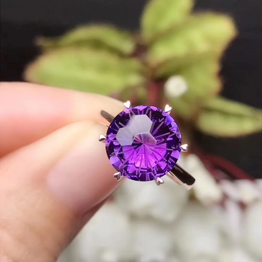 

18K Gold Amethyst Ring Natural Fireworks Amethyst Fire Color Dazzling Bright Fashion Noble Atmosphere Aristocratic Jewelry S0623