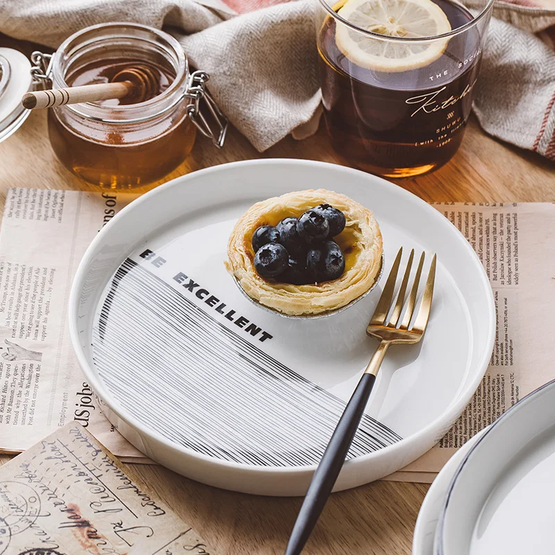 Нордическая стильная тарелка Западная блюдо для пиццы выпечки Ins Line рога