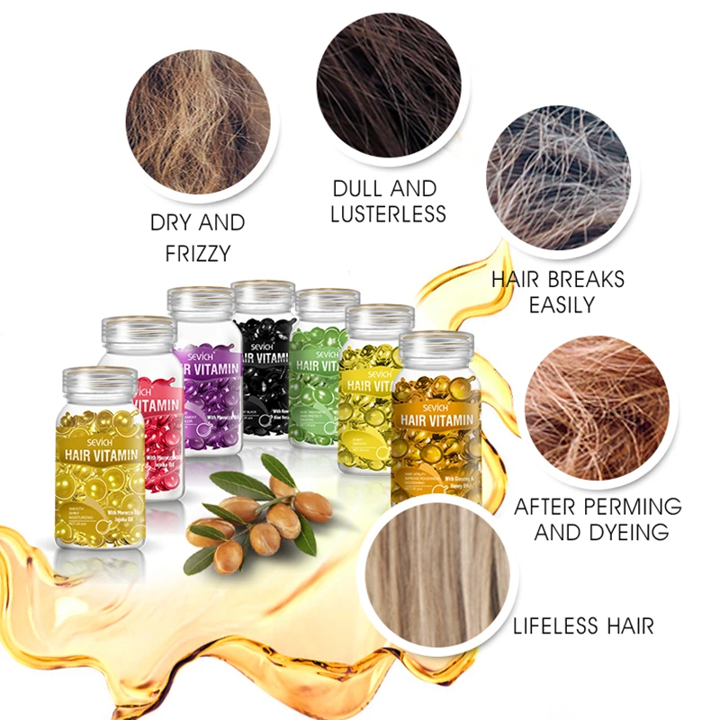 Капсулы для волос Sevich Hair Vitamin, 30 шт. в бутылке. Кератиновый комплекс для восстановления поврежденных волос. Продукты против выпадения волос и ухода за кожей головы.