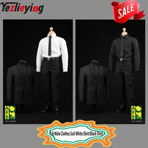 2 вида стилей AFS A004 1/6 весы 1:6 фигурку мужской черный комплект одежды костюмы мужская одежда, комплект для мальчиков с рубашкой, черного цвета ...
