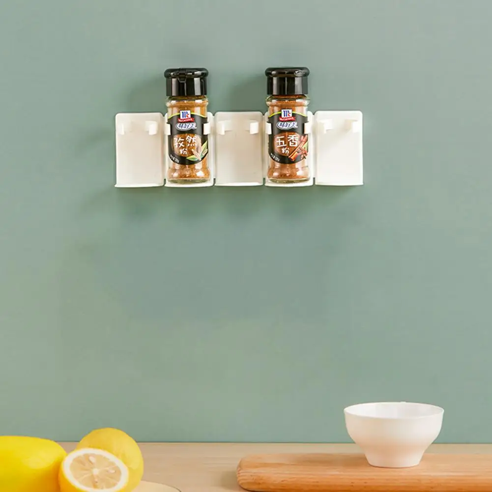 

Multi-use Home Kitchen Self-adhesive Wall-mounted Spice Jar Holder Clips Spice Bottle Storage Rack Seasoning Bottle Organizer