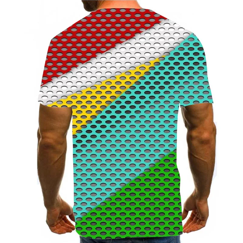 

Men's Graphic T Shirts 3D Print Shirt Summer Tees Rainbow Pattern Tops Colorful
