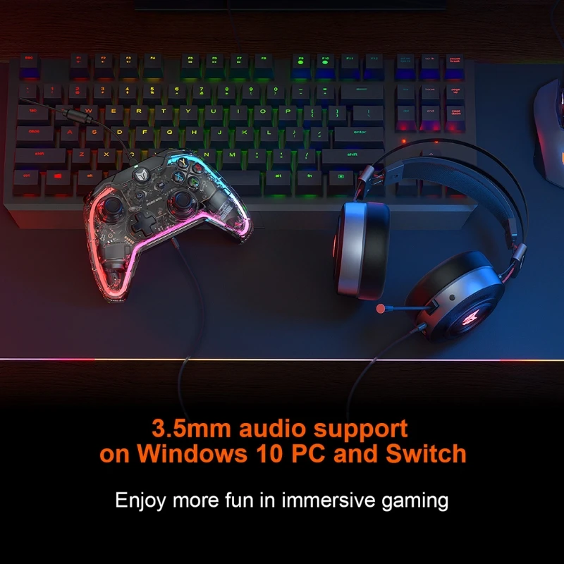 

C1 Wired Somatosensory Gamepad Game Controller with 6-axis Gyroscope RGB Light Effects Compatible with Switch/Window 10