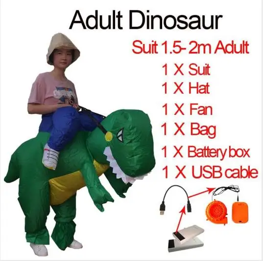 Карнавальный костюм для женщин t rex, динозавр, костюм T-Rex, Пурим, для взрослых, мужчин, на Хэллоуин, надувной костюм динозавра T Rex для детей, женщин - Цвет: Adult Green Dinosaur