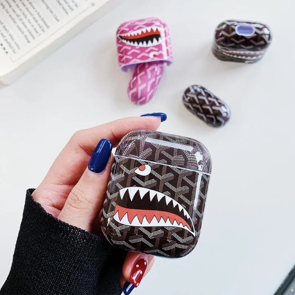 Модный бренд большой рот Акула Роскошный Жесткий Чехол для Apple Airpods 1/2