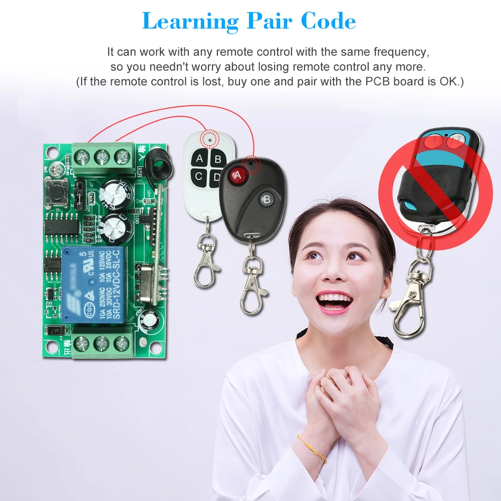 4 беспроводной пульт дистанционного управления Модуль приемника и 2Key RF 433 Mhz