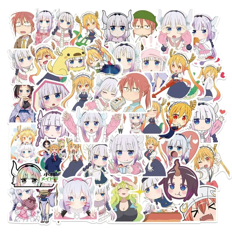 

50pcs Anime Kobayashi's Dragon Maid Sticker Decoration Luggage Trolley Case Notebook Refrigerator Thermos Cup Waterproof