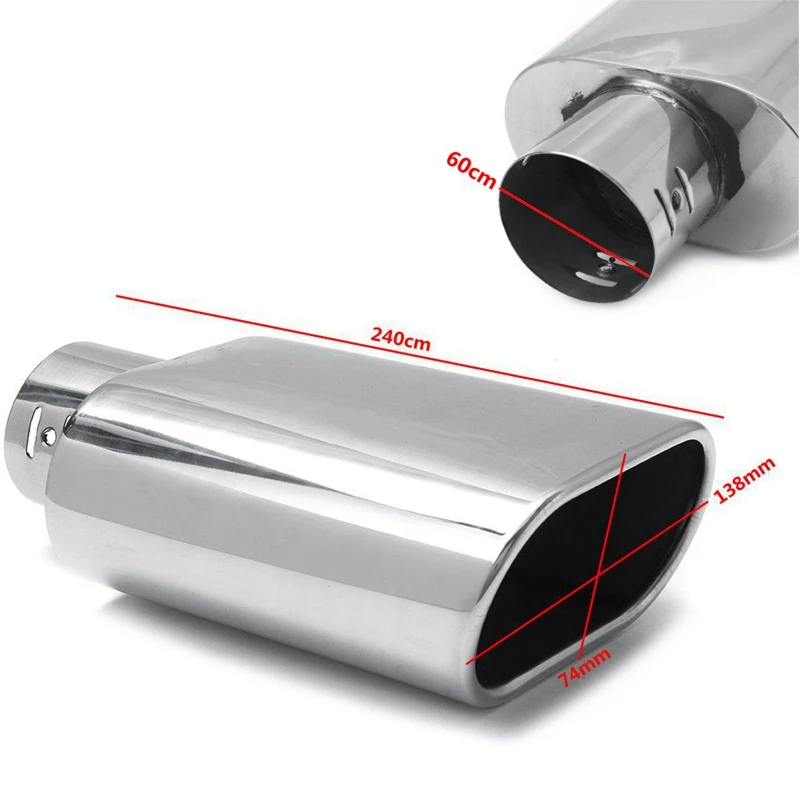 

For BMW For Benz Universal Car Decoration Flat Chrome Stainless Steel Car Muffler Exhaust Tail Throat Liner Pipe 60Mm