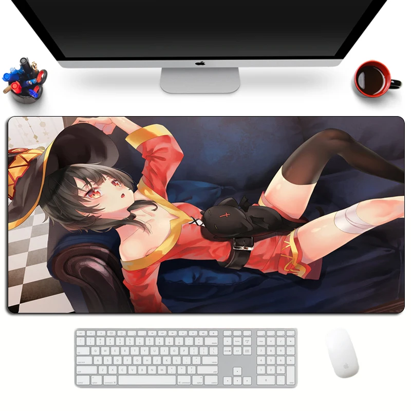Большой коврик для мыши с аниме Konosuba мультяшный XL клавиатуры Otaku игровой милой