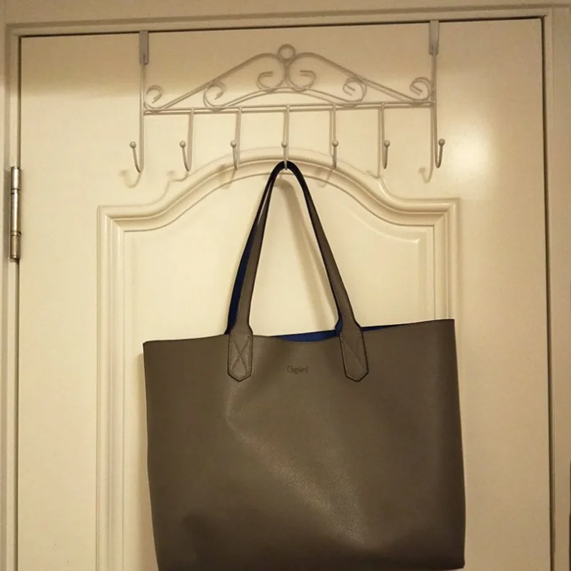 

New Door Hook Free Perforated Door Hanger Hat Bag Rack Tie Scarf Key Hook Iron Wall Hanger Hanger 7 Packs