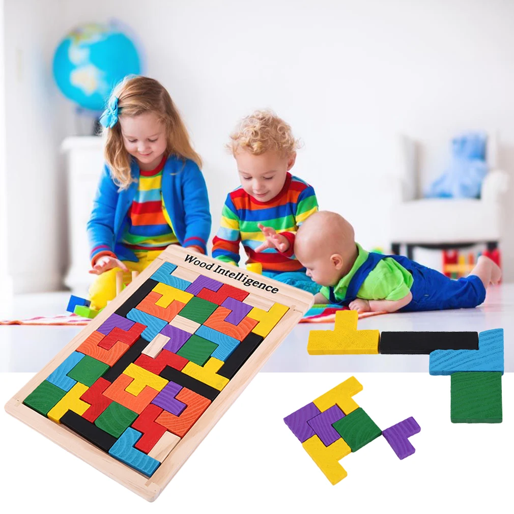 

New High Quality Wooden Tangram Jigsaw Brain Tetris Game Puzzle Bloacks Preschool Children Play Training Educational Toys ZN