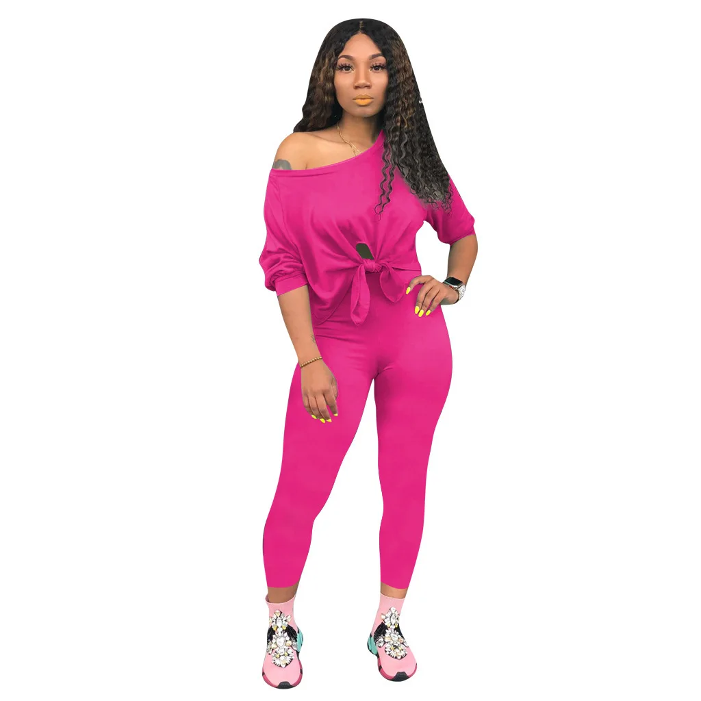 

Fashion strapless sleeves crop top trousers two-piece suit European and American women's clothing
