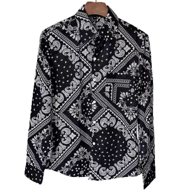 2021 autumn handsome long sleeve shirt men's casual shirt Korean slim youth floral jacket