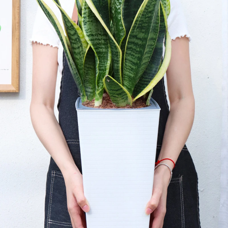 

Self-Watering Square Flower Pot Vase Brick Pattern Vintage Potted Plants Pot for Garden Home Office Floor Table Decorations