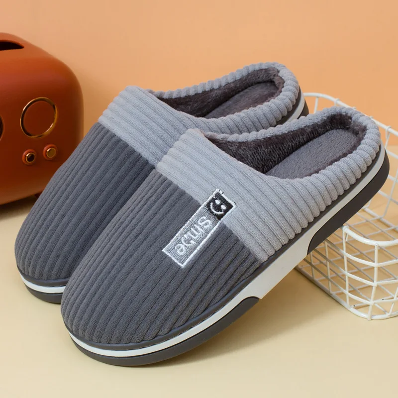 

autumn Winter Warm Cotton Slippers Home Indoor Slippers Non Slip Thick Sole Plus Fleece Fur House bedroom Slippers Women Shoes