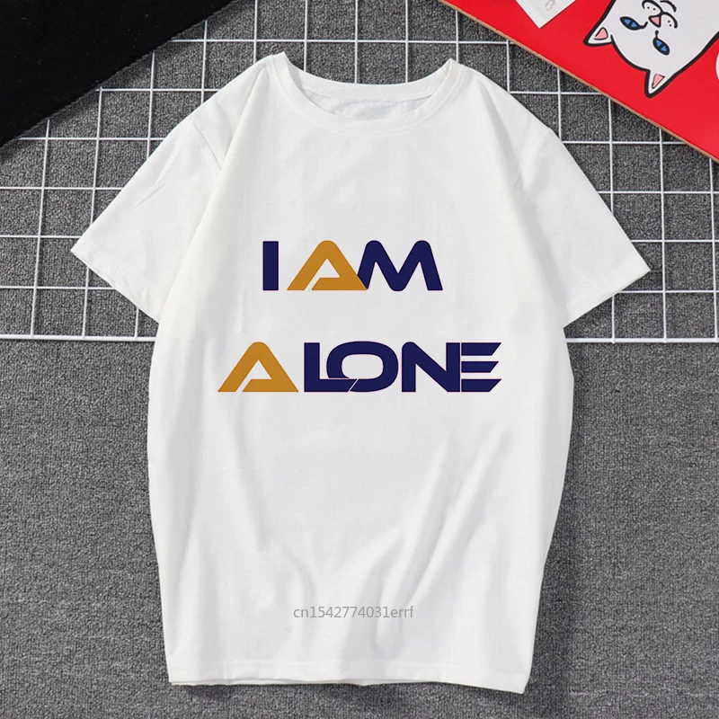 

Женская футболка с принтом I'm Alone, новая женская одежда в стиле Харадзюку, забавная винтажная модная уличная одежда