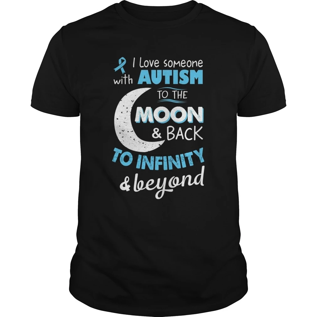 Мужская футболка I love Who with autism to the moon and back infinity (2) крутая с принтом
