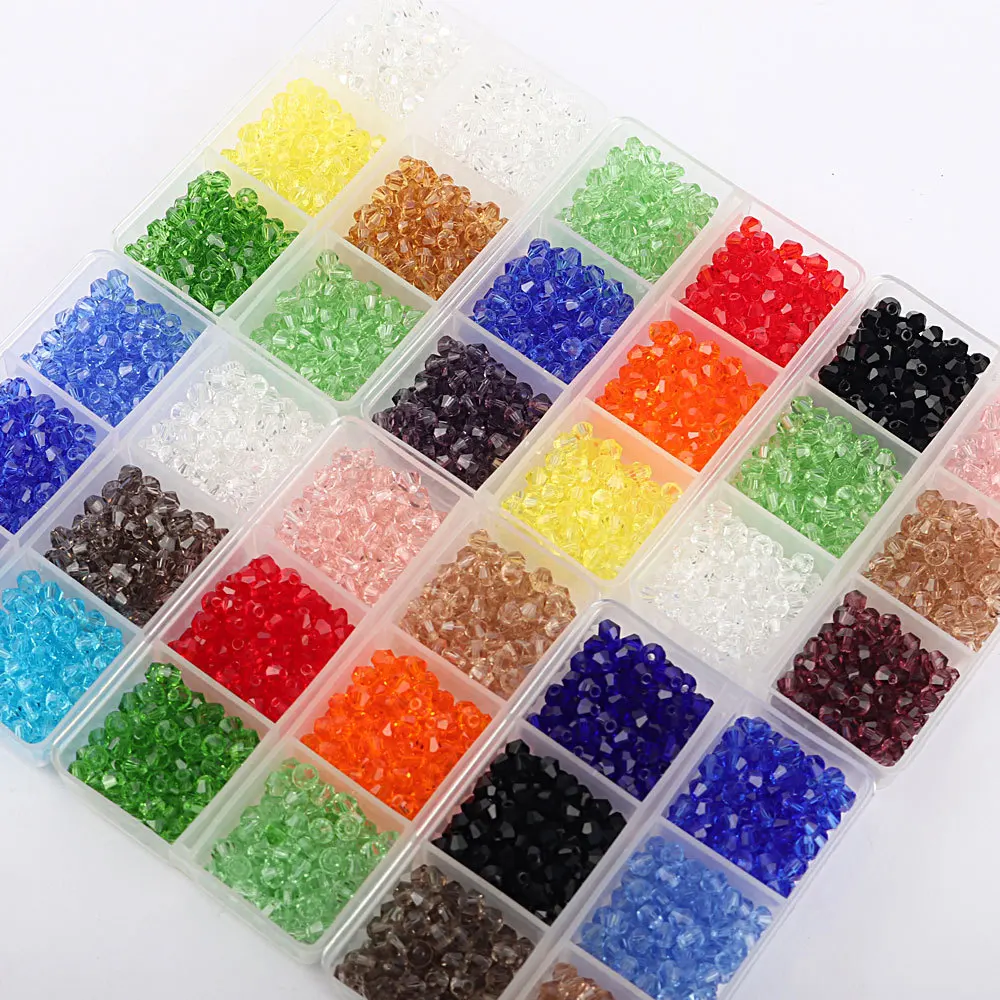 

Multi-faceted Irregular Glass Bead Set DIY Bracelet Jewelry Making Accessories Multicolor Transparent Crystal Bead Rhombus Box