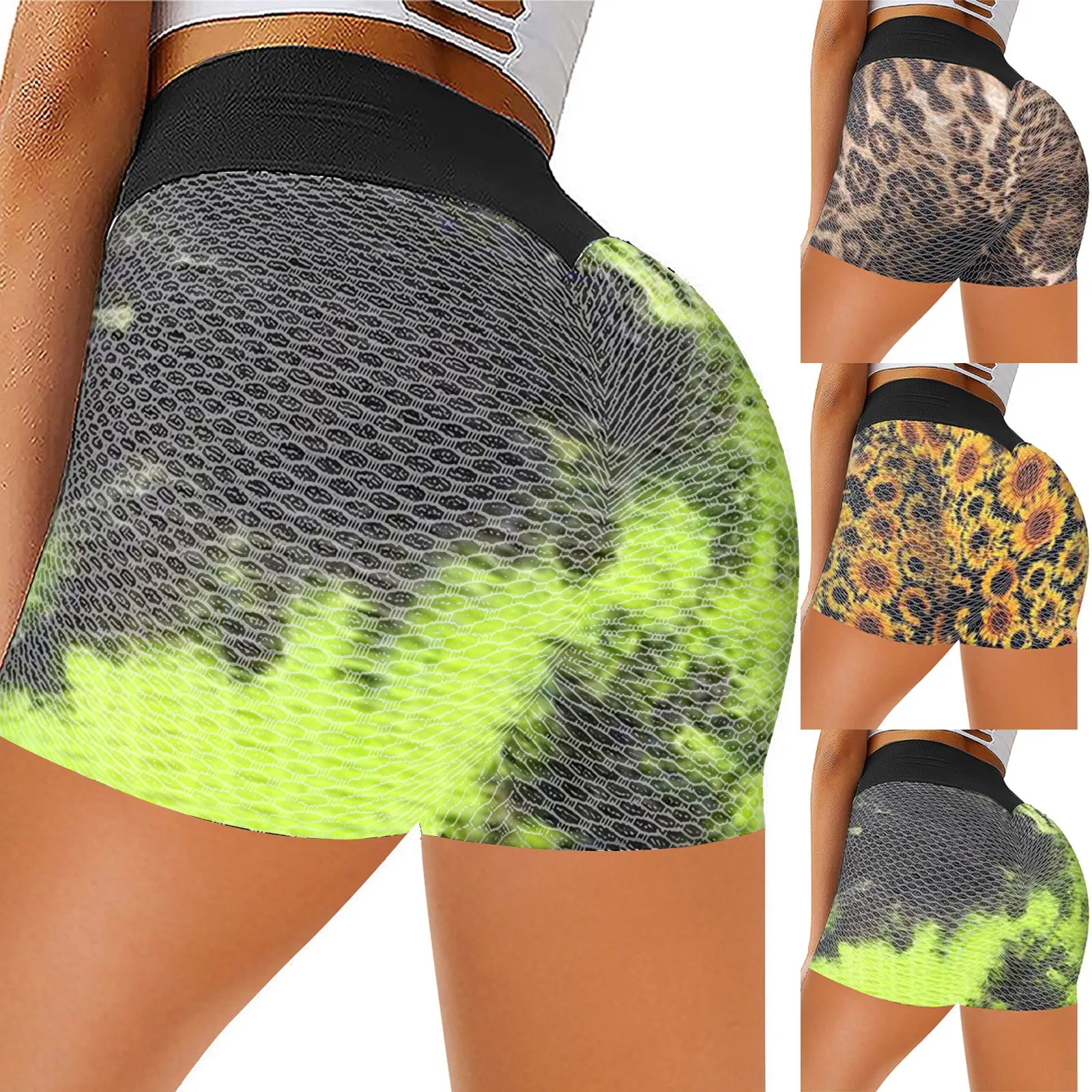 

Разноцветные Повседневные облегающие Короткие легинсы с леопардовым принтом, летние современные женские укороченные брюки для отдыха # T2G