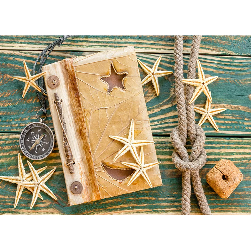 Wooden Board Starfish Shell Conch Photography Background Vinyl Cloth Baby Shower Photo Backdrop Studio Props 210321CAR-02 images - 6