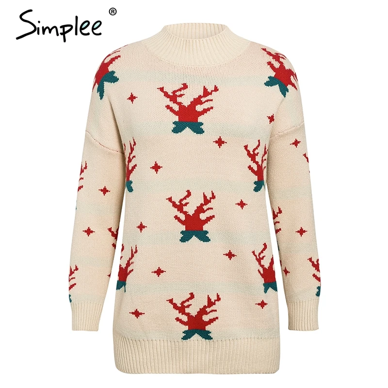 Simplee Повседневный вязаный женский свитер свободные с длинными рукавами