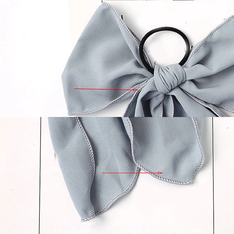 Резинки для волос шифоновые однотонные классические эластичные ленты с бантом