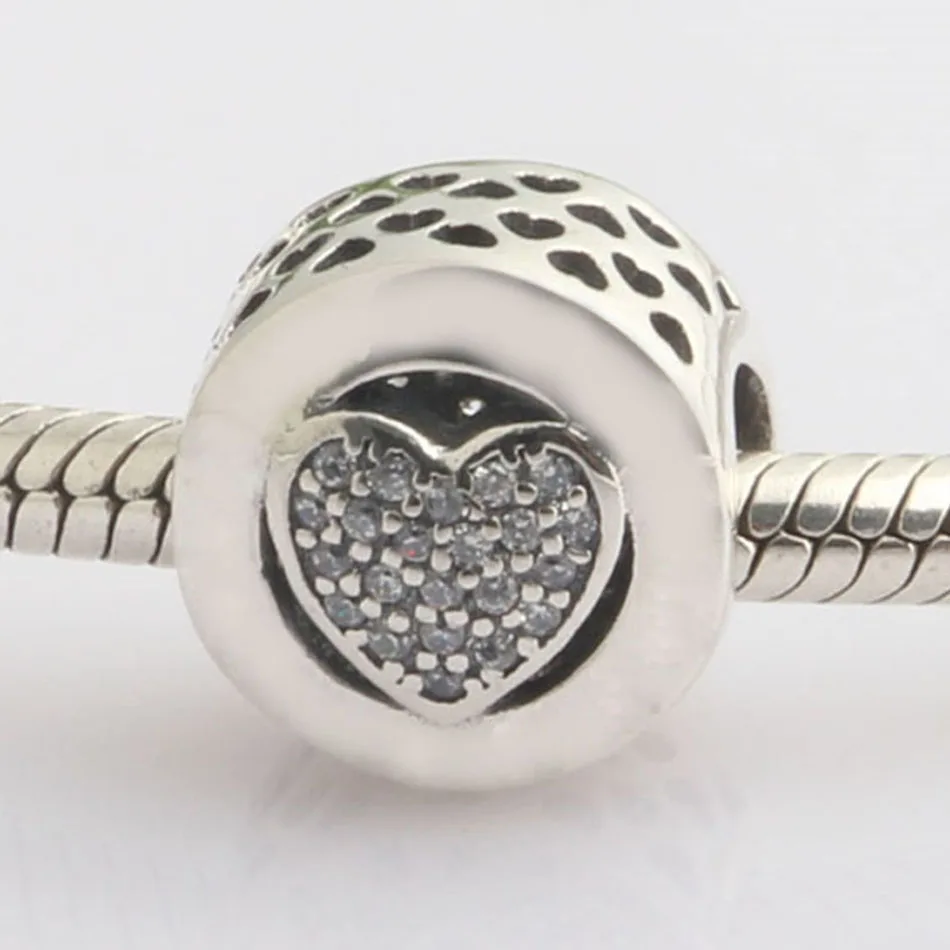 

Authentic S925 Sterling Silver DIY Jewelry Signature Heart Charms fit fashion Bracelet Bangle Berry Clear CZ