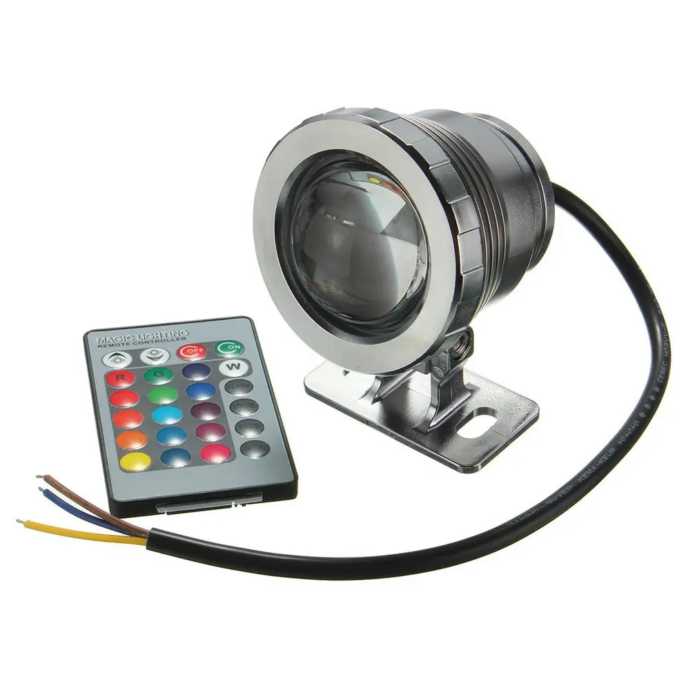 

IP68 10 Вт RGB светодиодный светильник, садовый фонтан, бассейн, пруд, прожектор, водонепроницаемый подводный светильник с дистанционным управл...