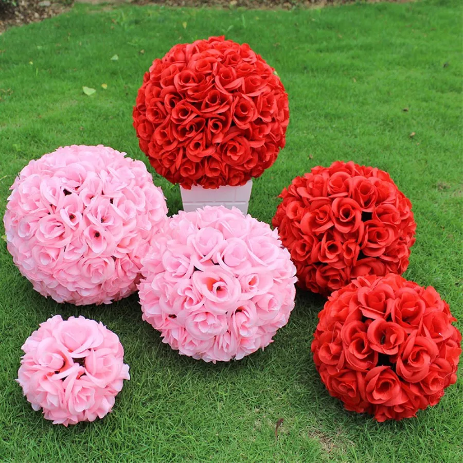 

Свадебные украшения, 20 см/8 дюймов, Шелковый целующийся помандер, шарики с цветами розы, свадебный букет, бесплатная доставка