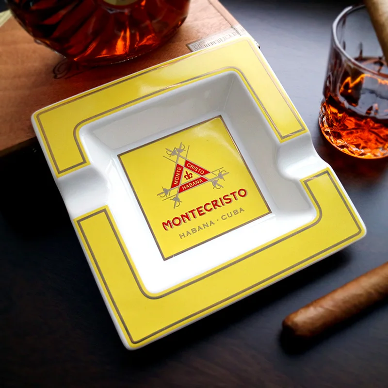

2021 высокое качество Montecristo классический керамическая пепельница для сигарет и сигар 2 Пальцем отдых сигарная пепельница, бесплатная достав...