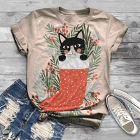 2021 new hot selling short sleeved summer 3dt shirt kitten print short sleeved couple t shirt animal top streetwear