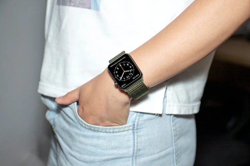 Новая высококачественная нейлоновая Спортивная петля для Apple Watch band Series 4 3 2 1 мягкий дышащий тканый ремешок 44 мм iwatch 42 мм 38