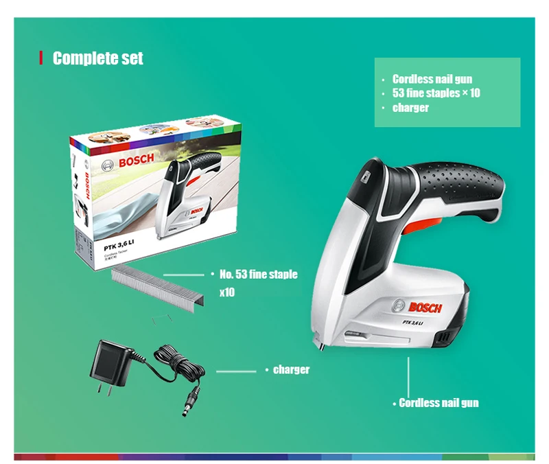 Bosch Electric 3.6V Rechargeable Nail Gun Power Tool Household Multifunctional Small Stapler Original | Инструменты