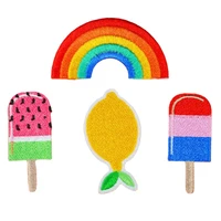 rainbow ice cream fruit iron on patches sewing embroidered applique for jacket clothes stickers badge diy apparel accessories