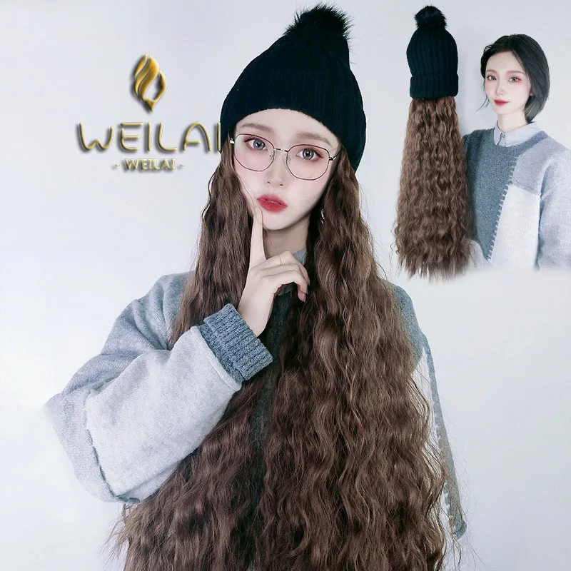 Корейская версия осенне зимней шерстяной шапки WEILAI в сеточку красного цвета с