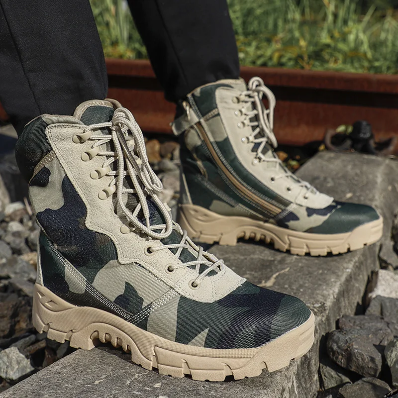 New Camouflage Military Boots For Men Tactical Camouflage Boots Oxford Waterproof Training Boot Men Hiking Shoes Treking Hombre