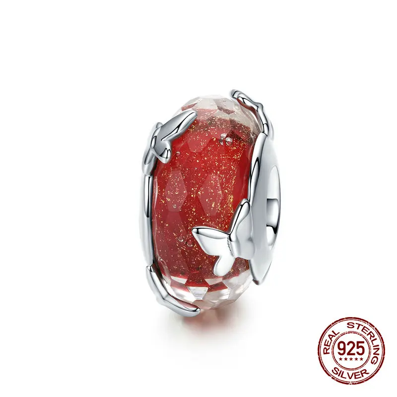 SC1256 Китайский год красный серебряные бусины 925 пробы подвеска талисманы fit Pandora браслет ожерелье ювелирные изделия - Цвет: SC1256