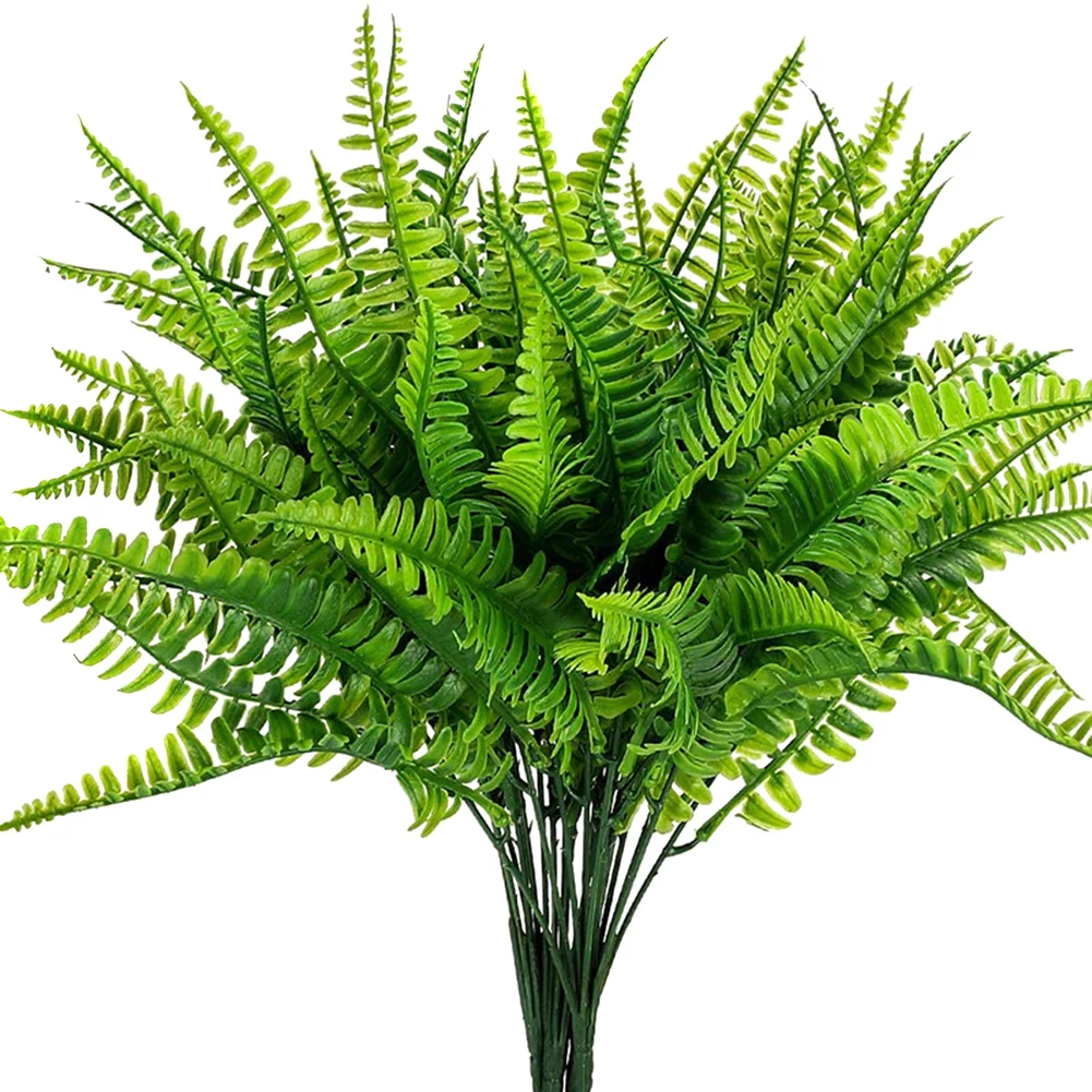 

New 4Pcs Artificial Boston Fern Plants Plastic Artificial Shrubs Greenery for House Outdoor Garden Office Decor