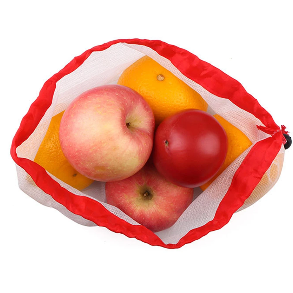 

9/12/15Pcs Produce Bag Mesh Bag Reusable Grocery Vegetable Fruit Snack Storage Shopping Washable Lightweight with Drawstring