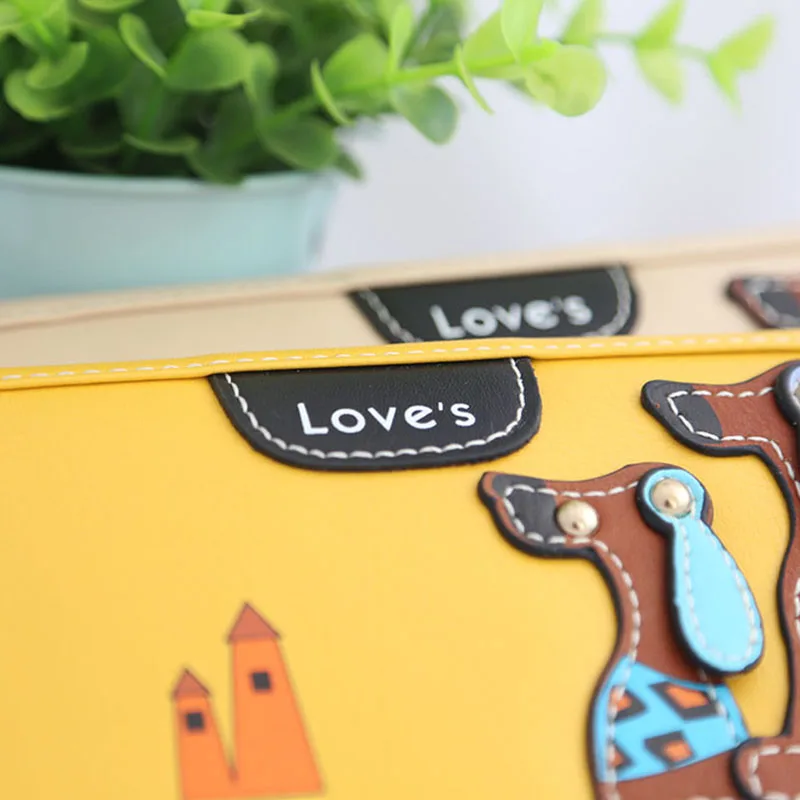 Кошелек женский на молнии удлиненный клатч с милым щенком дизайнерский бумажник