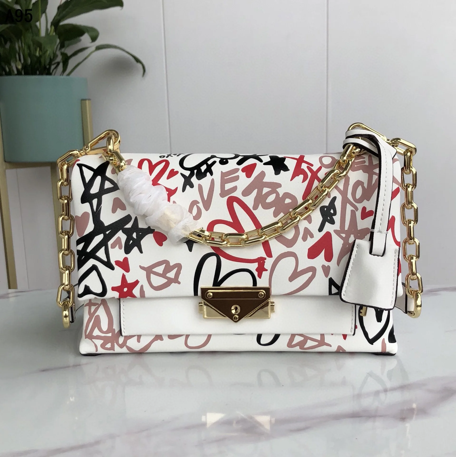 

Designer Handbags High Quality 2021 Luxury Chain Bag Fashion Graffiti Painted Leather Crossbody Bags For Women Small Letter Bag