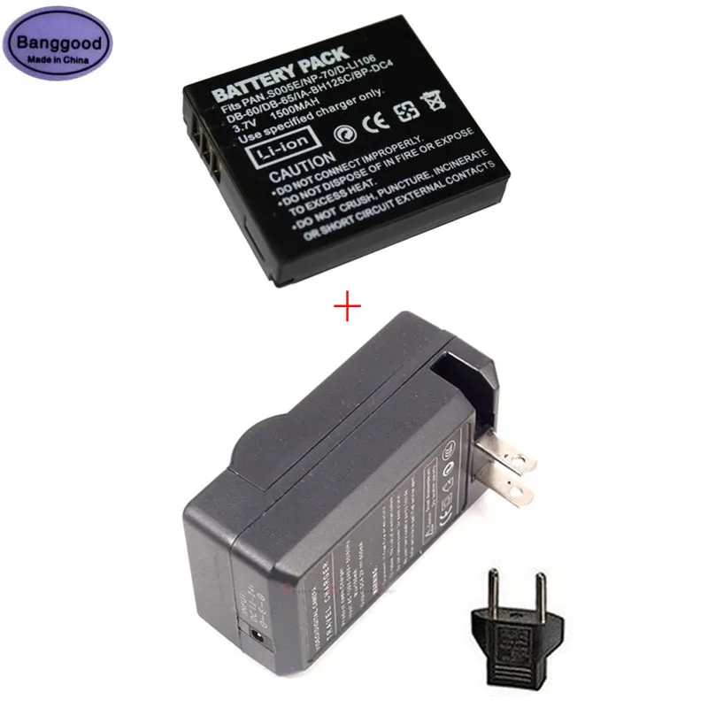 

3.7V 1500mAh CGA-S005E DMW-BCC12 CGA-S005 Camera Battery + AC Charger For Panasonic Lumix DMC-FX180 LX1 LX2 LX3 FS1 FS2 FX01