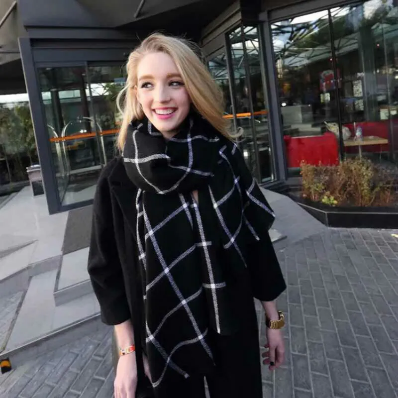 2021 Cheshanf женский клетчатый шарф черный красный теплый женские зимние шарфы шали