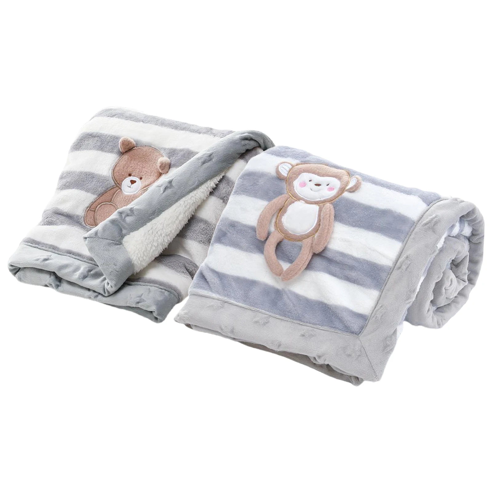 

Reversible Baby Blanket, Unisex Baby Cotton Flannel Receiving Blankets, Double-layer